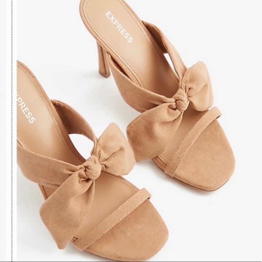 Women’s heels shoes EXPRESS Bow Strap Heels Pecan 552 Size 6.5 NWT